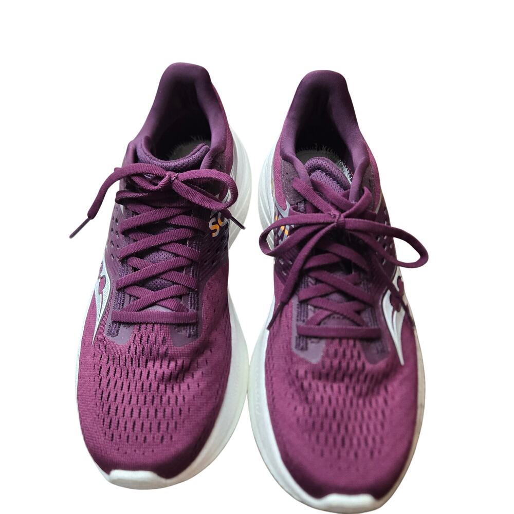 NO INSOLES Saucony Ride 17 running shoe in Plum/White women's 9 - Picture 8 of 8